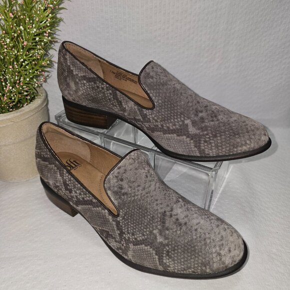 SOFFT WOMENS SEVERN LOAFER GRAY TAUPE SUEDE SNAKE SKIN SLIP ON LOAFERS SIZE 7.5 - Picture 4 of 8